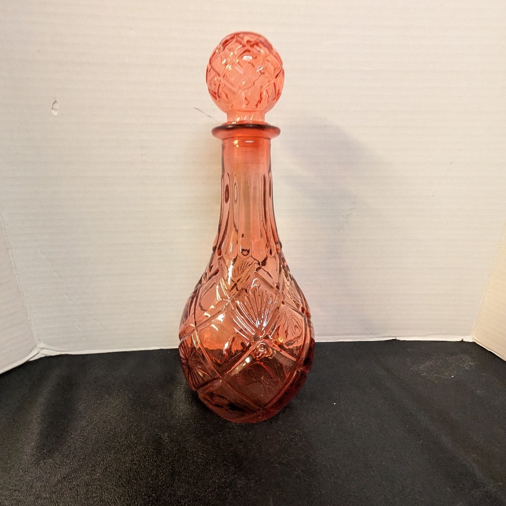 Pink Decanter Bar Cart Accessories Liquor Wine Glass Bottle Storage
